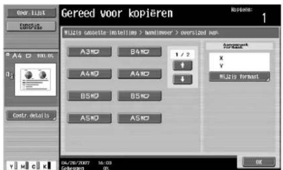 Océ CS250 - Selecteer het formaat van het papier dat geplaatst moet worden. - 1