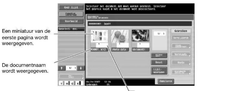 Océ CS250 - Beschrijving van het scherm Document archiveren - 1