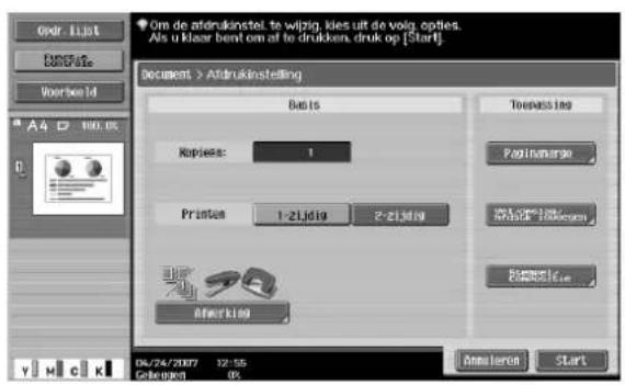 Océ CS250 - Selecteer de afdrukinstellingen. - 1