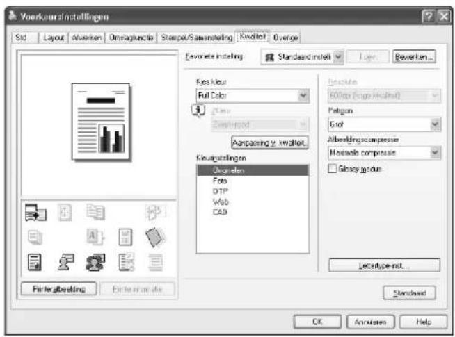 Océ CS250 - De instellingen voor het tabblad Kwaliteit opgeven (PCL-stuurprogramma voor Windows) - 1