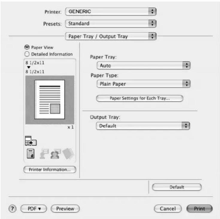 Océ CS250 - Paper tray/Output tray (PPD-stuurprogramma voor Mac OS X) - 1