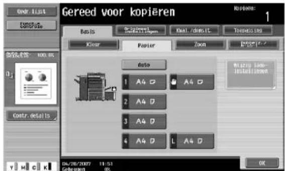 Océ CS250 - Druk op de knop voor lade 1. - 1