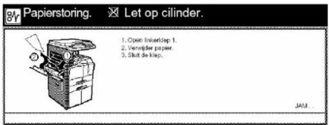 Océ OP40 - Papierstoring bij de linkerzijklep 1. - 1