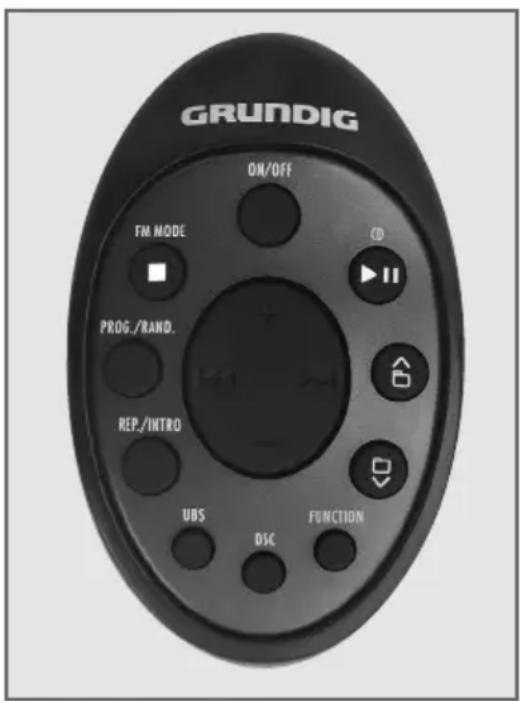 GRUNDIG ON/OFF FM MODE PROG./RAND. REP./INTRO UBS DSC FUNCTION