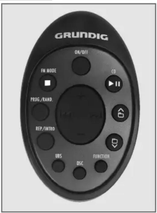 GRUNDIG ON/OFF FM MODE PROG./RAND. REP./INTRO UBS DSC FUNCTION CD