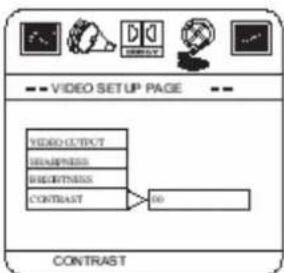 VIDEO SETUP PAGE VIDEO OUTPUT SHARPNESS HEIGHTNESS CONTRAST 00 CONTRAST