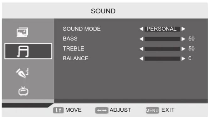 DENVER TFD-1914DVBT CU - AUDIO MENU OPTIONS (SOUND) - 1