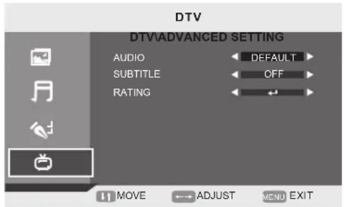 DENVER TFD-1914DVBT CU - ADVANCED SETTING: - 1