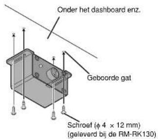 Onder het dashboard enz. Geboorde gat Schroef (φ 4 × 12 mm) (geleverd bij de RM-RK130)