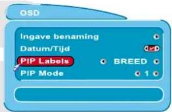 OSD Ingave benaming Datum/Tijd PIP Labels BREED PIP Mode 1