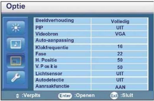 IIYAMA ProLite TH6562MTS - INHOUD VAN HET AANPASSINGSMENU - 2