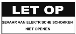 LET OP GEVAAR VAN ELEKTRISCHE SCHOKKEN NIET OPENEN