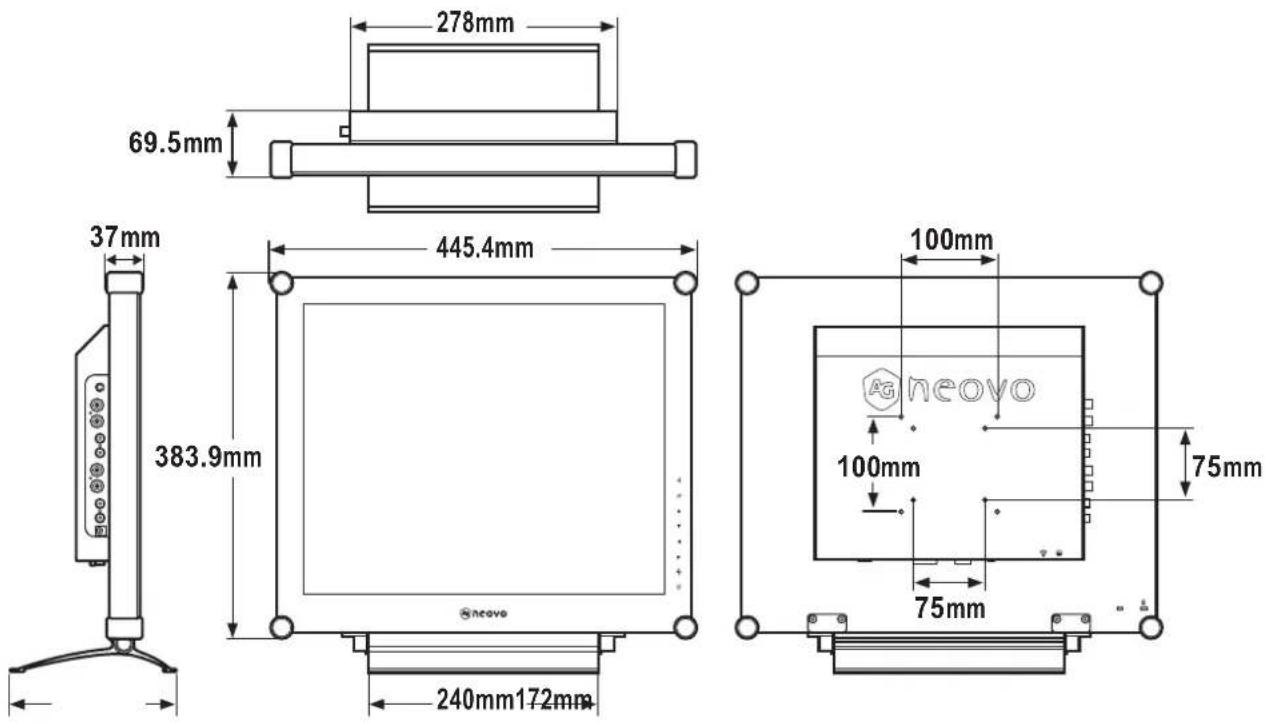AG Neovo SX-17P - Afmetingen SX-19P - 1