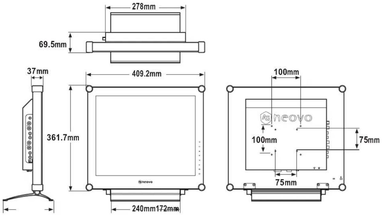 AG Neovo SX-17P - Afmetingen SX-17P - 1