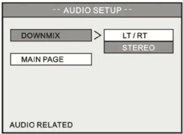 -- AUDIO SETUP -- DOWNMIX > LT / RT MAIN PAGE STEREO AUDIO RELATED