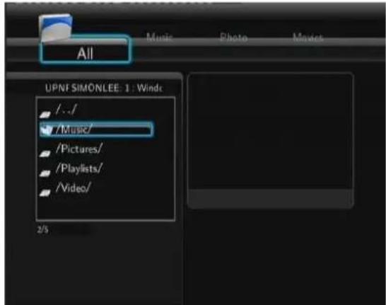 All UPNF SIMÖNLEE: 1 : Windt /../ /Music/ /Pictures/ /Playlists/ /Videos/ 2/5