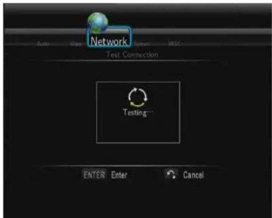 Network Auto Web System MSC Test Connection Testing... ENTER Enter Cancel