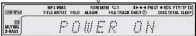 USB iPod MP3 WMA TITLE ARTIST FOLD ROM MEM C1 II▶●4 FM ST ●RDS PTYITP TA ALBUM FILE TRACK DAILY DISC TOTAL SLEEP CD MUTING X-BASS POWER ON