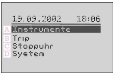 19.09.2002 18:06 A Instrumenten B Trip C Stopwatch D Systeem