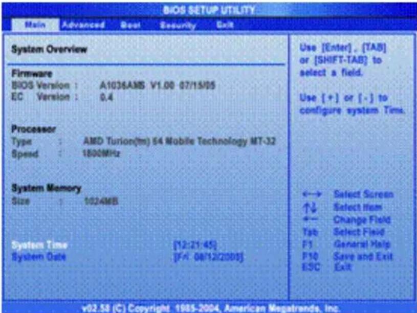 TARGA Traveller 856 - Menu BIOS Setup - 1
