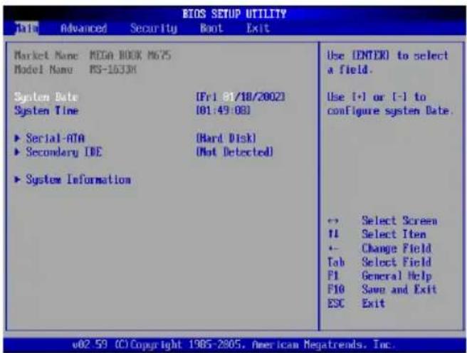 TARGA Traveller 1777 - BIOS Setup-menu - 1