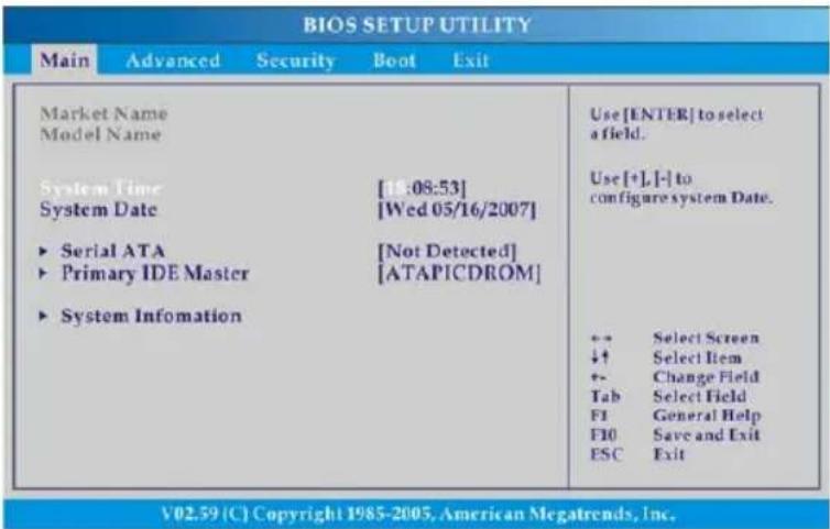 TARGA Traveller 1524 - Meni BIOS namestitev - 1