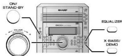 ON/ STAND-BY X-LAMP + - EQUALIZER X-BASS/ DEMO