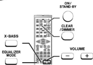 ON/ STAND-BY CLEAR / DIMMER X-BASS EQUALIZER MODE VOLUME - +