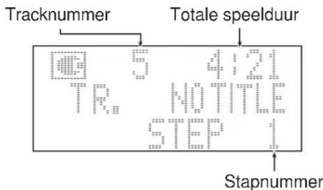 Tracknummer Totale speelduur 100 50 40 30 TR 20 100 80 MOTRITLE STEP Stapnummer