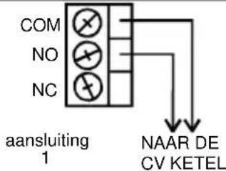 COM NO NC aansluiting 1 NAAR DE CV KETEL