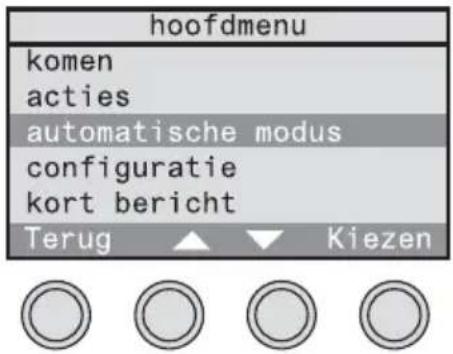 hoofdmenu komen acties automatische modus configuratie kort bericht Terug ▲ ▼ Kiezen