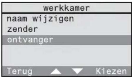 werkkamer naam wijzigen zender ontvanger Terug ▲ ▼ Kiezen