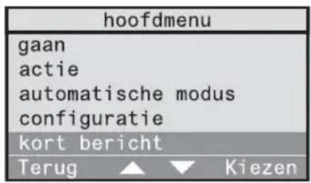 hoofdmenu gaan actie automatische modus configuratie kort bericht Terug ▲ ▼ Kiezen