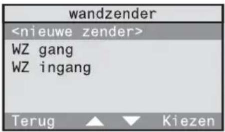 wandzender WZ gang WZ ingang Terug ▲ ▼ Kiezen