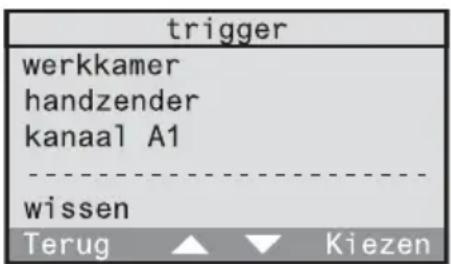 trigger werkkamer handzender kanaal A1 wissen Terug ▲ ▼ Kiezen