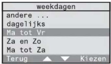 weekdagen andere ... dagelijks Ma tot Vr Za en Zo Ma tot Za Terug ▲ ▼ Kiezen