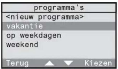 programma's vakantie op weekdagen weekend Terug Kiezen