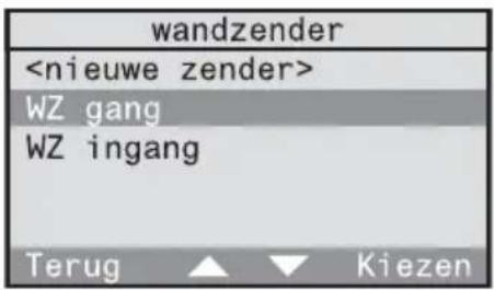 wandzender WZ gang WZ ingang Terug ▲ ▼ Kiezen