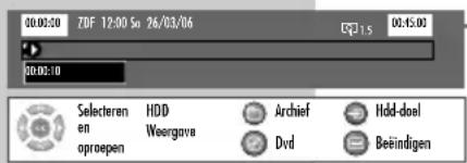 00:00:00 ZDF 12:00 5s 26/03/06 20:00:10 Selecteren HDD en Weergave Archief Hdd-doei oproepen Dvd Befindigen