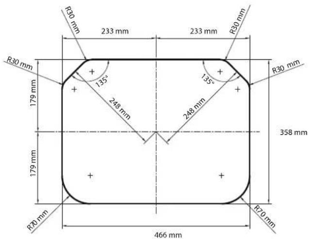 R30 mm 233 mm 233 mm R30 mm 179 mm + 135° 248 mm 135° 248 mm R30 mm 358 mm 179 mm + + R70 mm 466 mm R70 mm