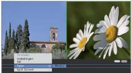 Tv menu Instellingen PIP Type Split Screen Modus