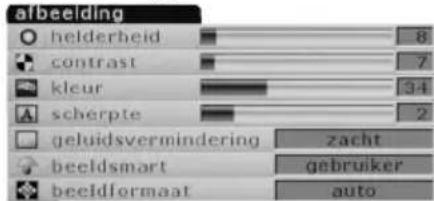 afbeelding helderheid 8 contrast 7 kleur 34 scherpte 2 geluidsvermindering zacht beeldsmart gebruiker beeldformaat auto
