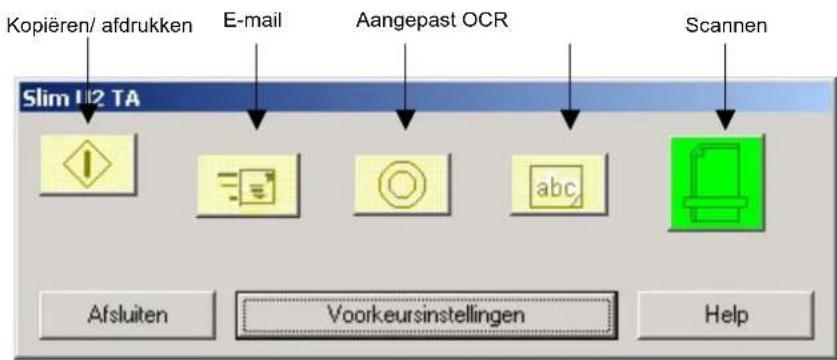 Kopiëren/ afdrukken E-mail Aangepast OCR Scannen Slim U2 TA Afsluiten Voorkeursinstellingen Help