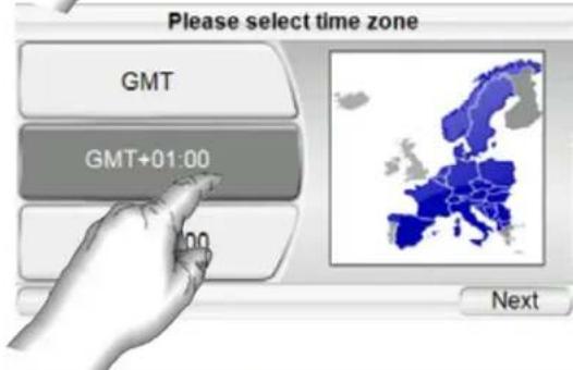 Please select time zone GMT GMT+01:00 Next