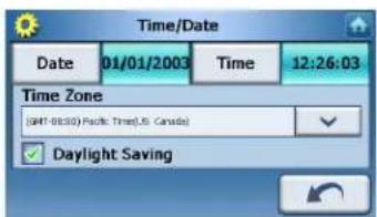 Time/Date Date 01/01/2003 Time 12:26:03 Time Zone (SAT-0830) Pacific Time(U.S. Canada) Daylight Saving