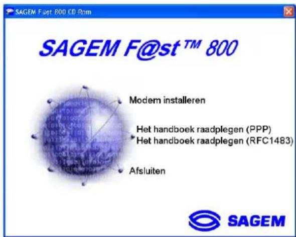 SAGEM F@st™ 800 Modern installeren Het handboek raadplegen (PPP) Het handboek raadplegen (RFC1483) Afsluiten SAGEM