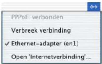 PPPoE: verbonden Verbreek verbinding ✓ Ethernet-adapter (en1) Open 'Internetverbinding'...
