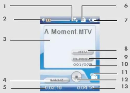 GRUNDIG Mpixx 2001 FM - De indicaties in de modus video - 1