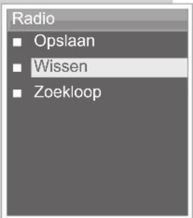 Radio ■ Opslaan ■ Wissen ■ Zoekloop