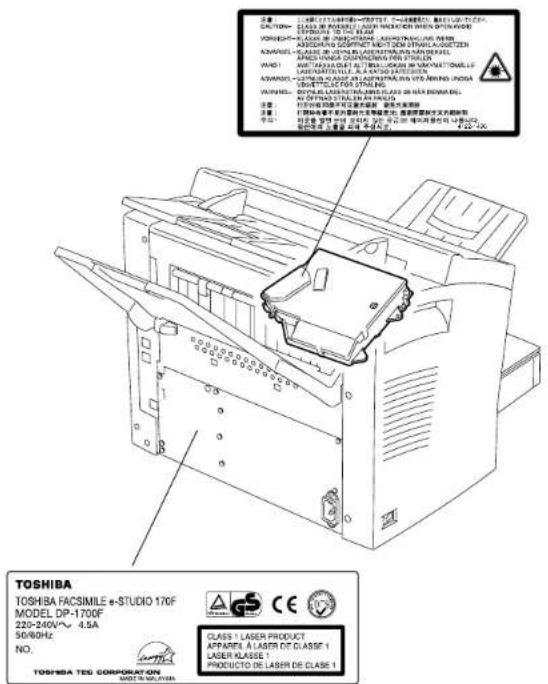 TOSHIBA E-studio170f - VEILIGHEIDSINFORMATIE LASERSTRALING - 1